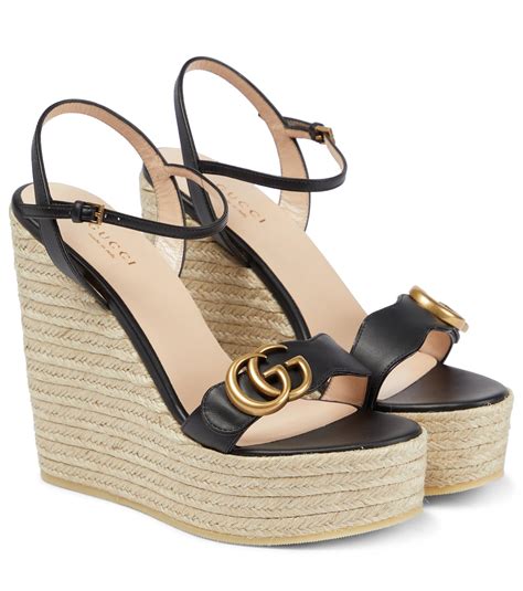 leather espadrille sandal gucci|Gucci wedge heels.